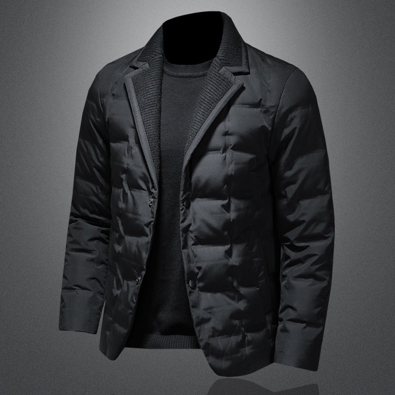 Men’s Winter Down Jacket – Thick Warm Coat with Korean Style Blazer Look - 3KDyn